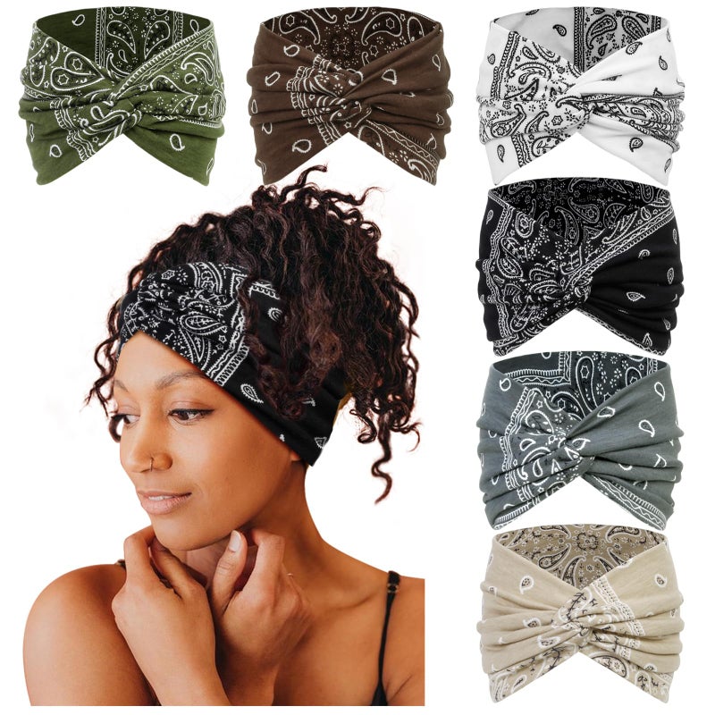 Tobeffect Wide Headbands for Women 7 Extra Wide Boho Headbands Fashion Headwraps Stretchy Hairbands Head Scarf Hair Accessories
